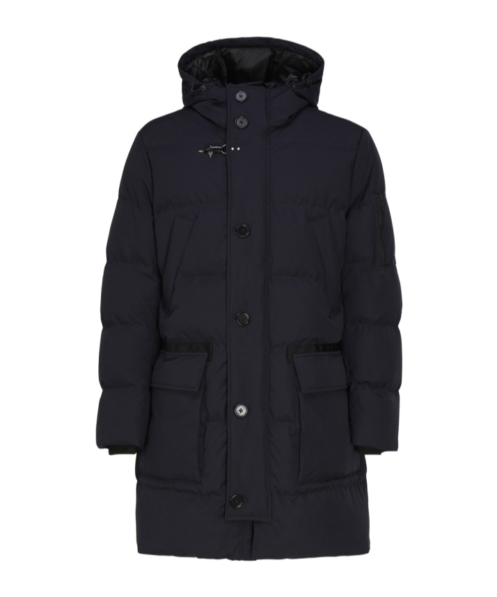 Fay Quilted Parka Coat In Black