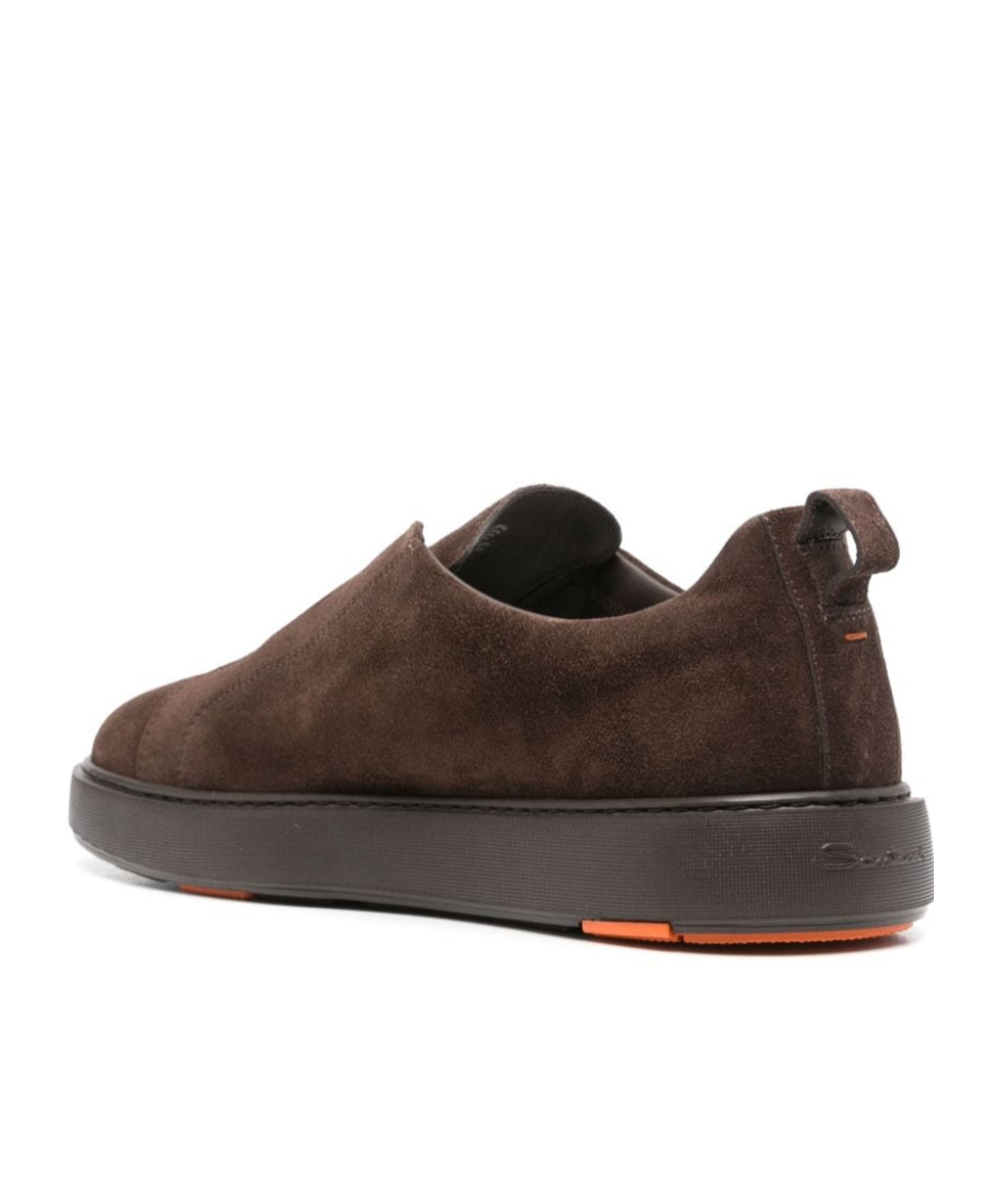 Santoni Double Buckle Sneaker Man Sneakers Dark Brown Size 12 Leather In Brown