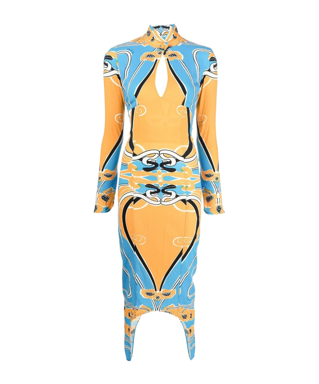 Patou Bold Print Cut-out Midi Dress In Yellow