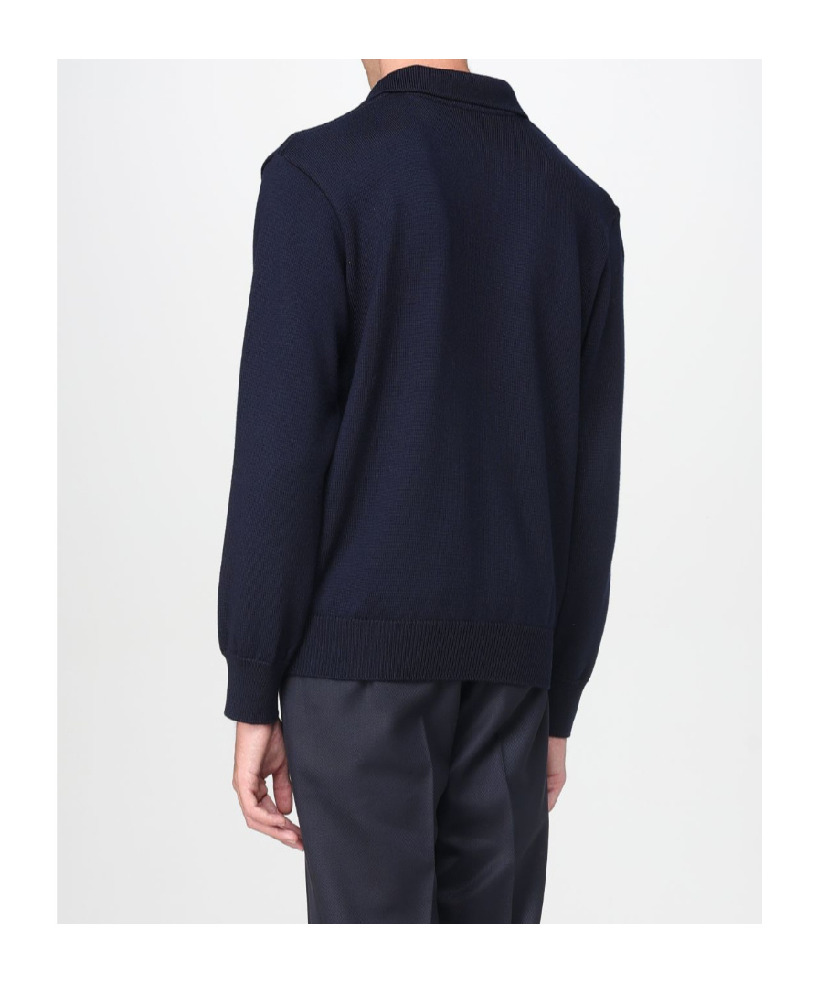 Paul & Shark Long-sleeved Lapel Sweater In Black