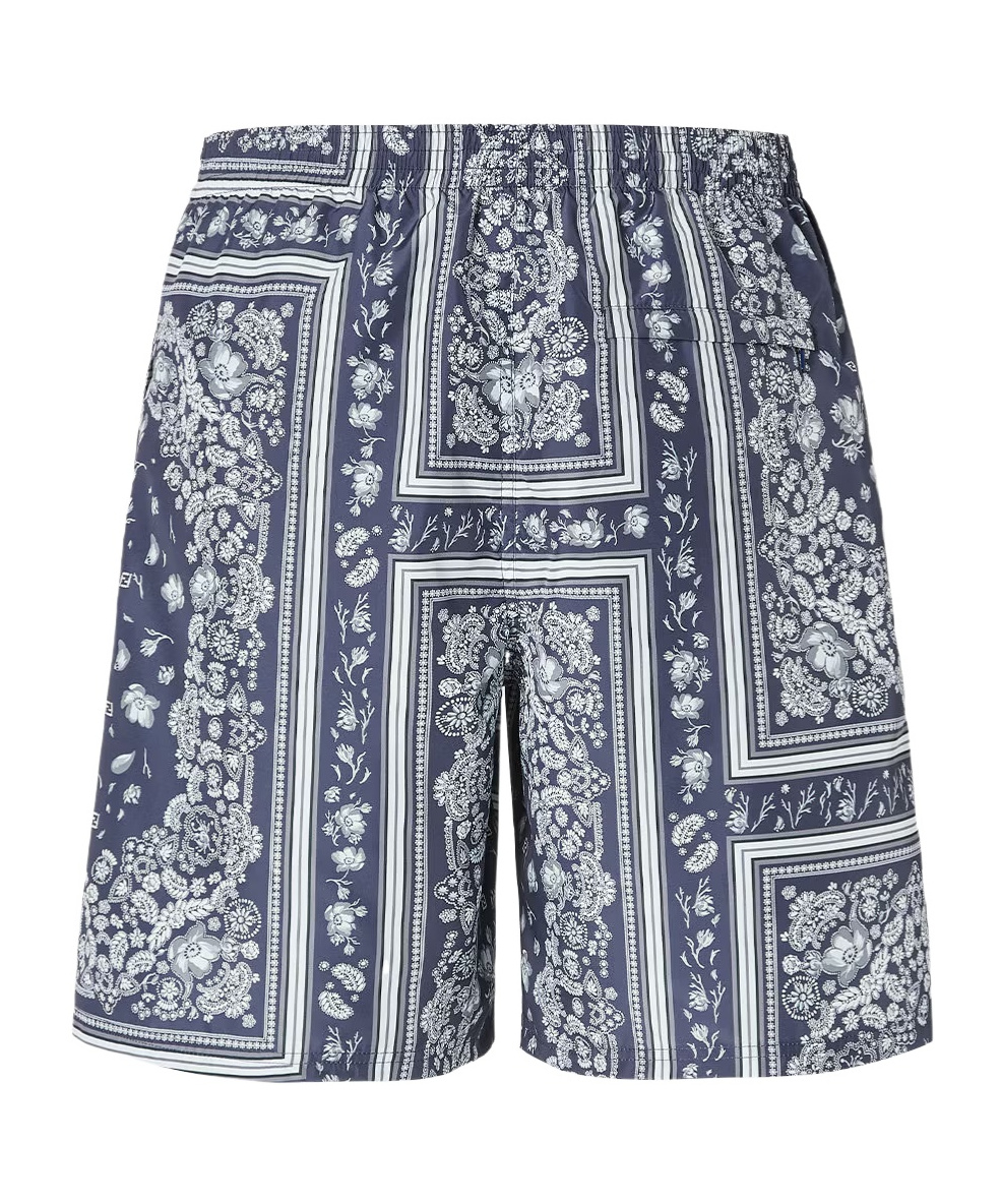 Fendi Bandana Print Swimsuit With Elastic Waistband In Blue