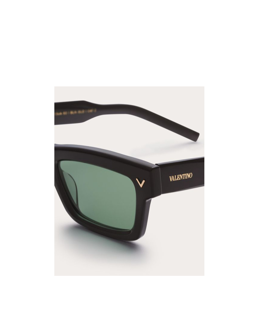 Valentino V-shape Rectangular Acetate Frame Unisex Dark Green 53 In Dark Green