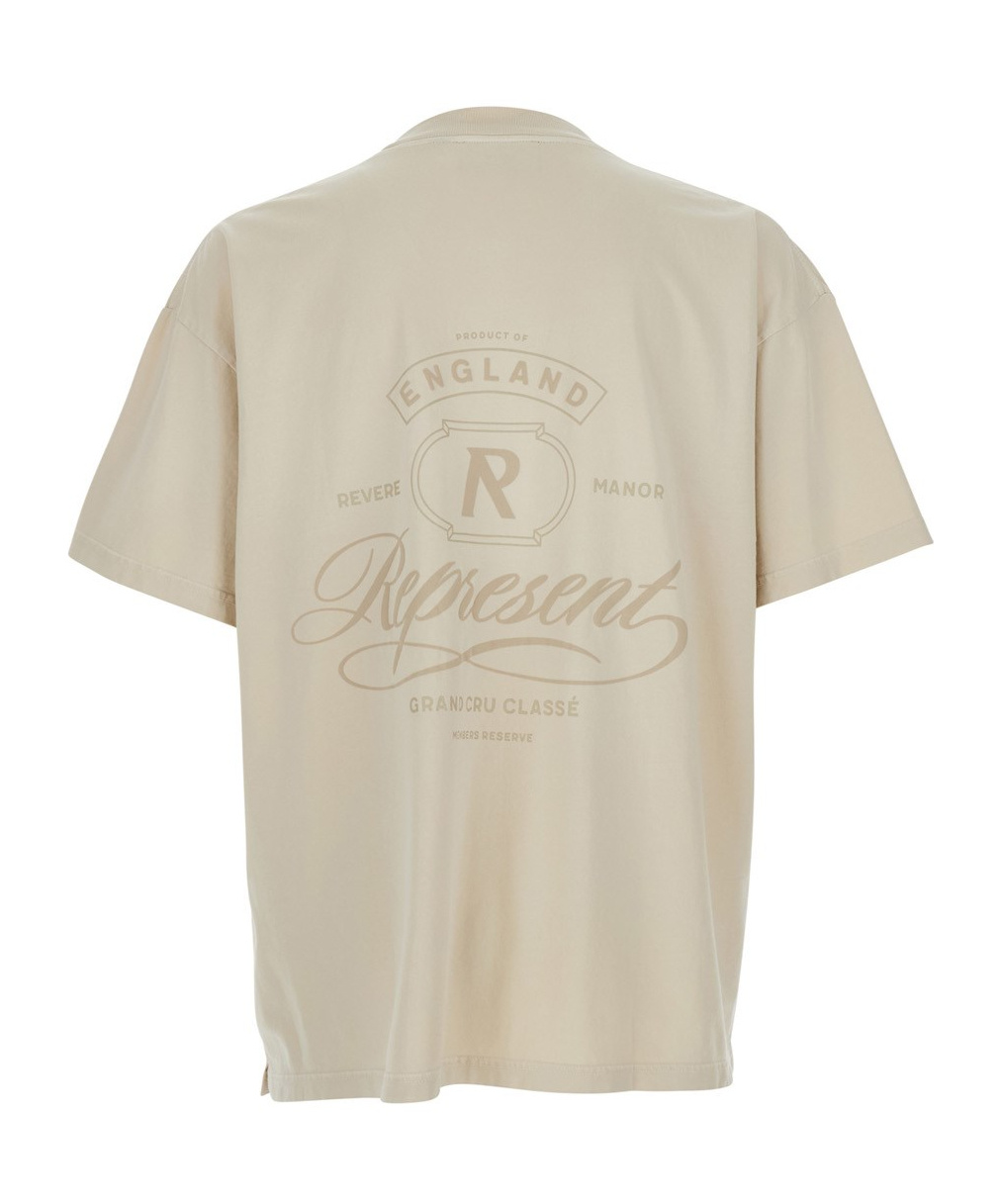 Represent White Crewneck T-shirt With Logo Lettering On The Front And Maxi Logo Print On The Rear In Cotton Ma