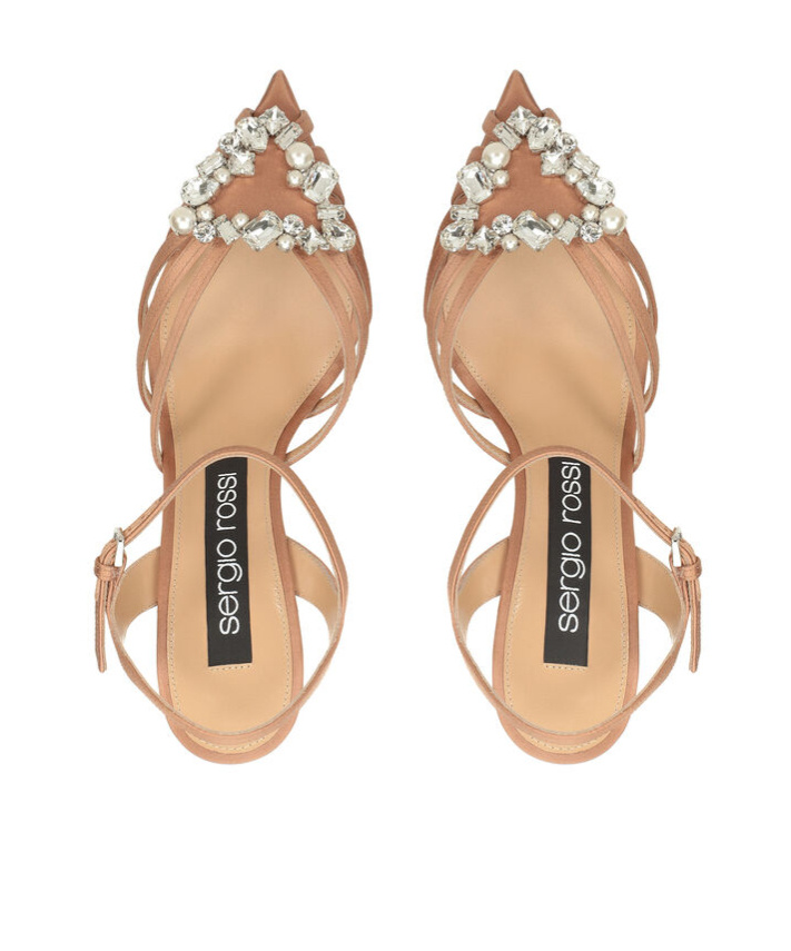 Sergio Rossi Pointed Toe High Heel Sandals In Nude