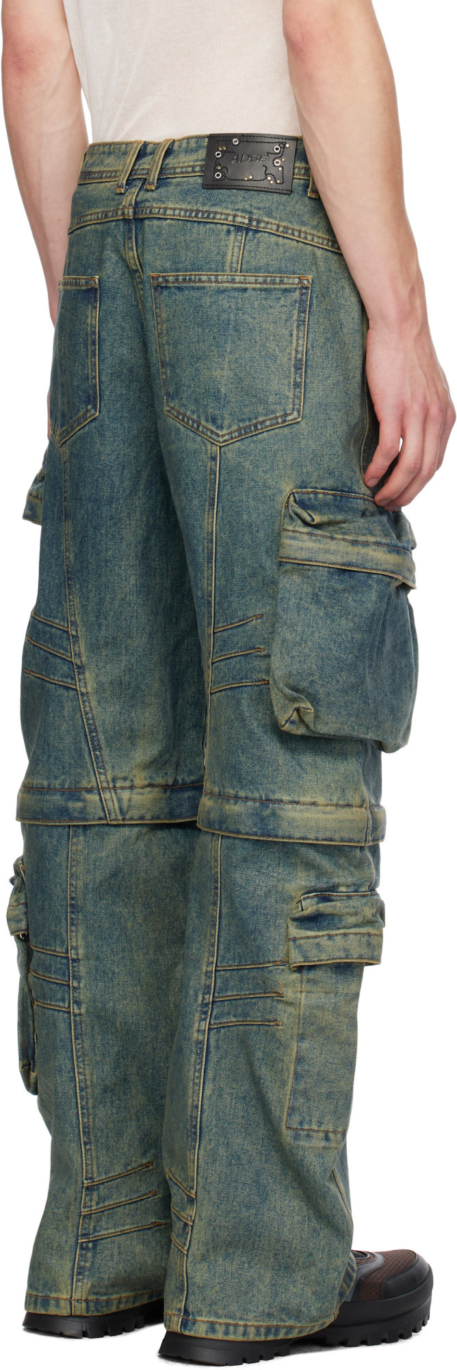 Andersson Bell Blue Coated Wide-leg Jeans In Green