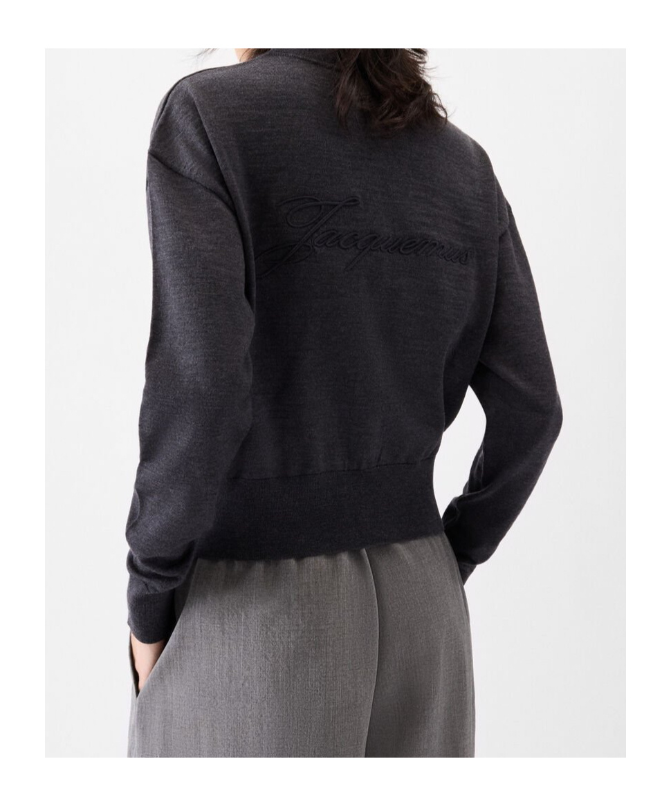 Jacquemus Embroidered Knitted Cardigan In Black