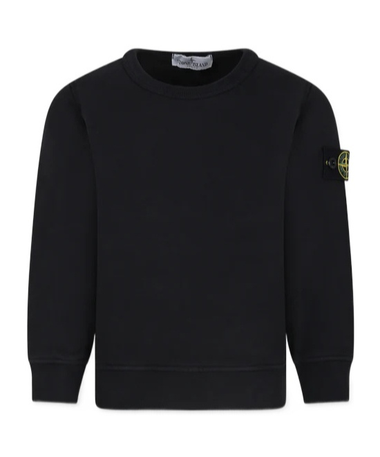 Stone Island Compass-badge Cotton Sweatshirt In Black