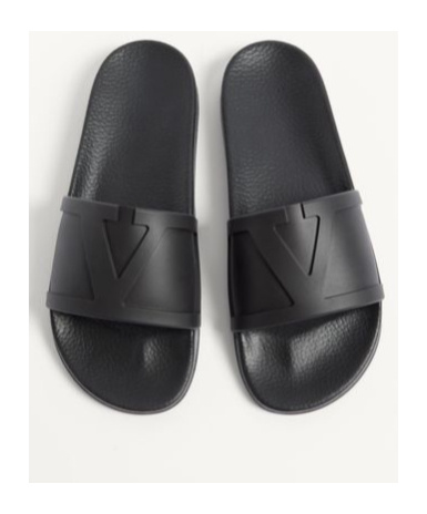 Valentino Garavani Man Sandals Black Size 7 Textile Fibers In Black