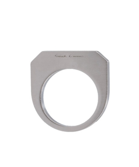 Rick Owens Logo Detail Ring In Gray