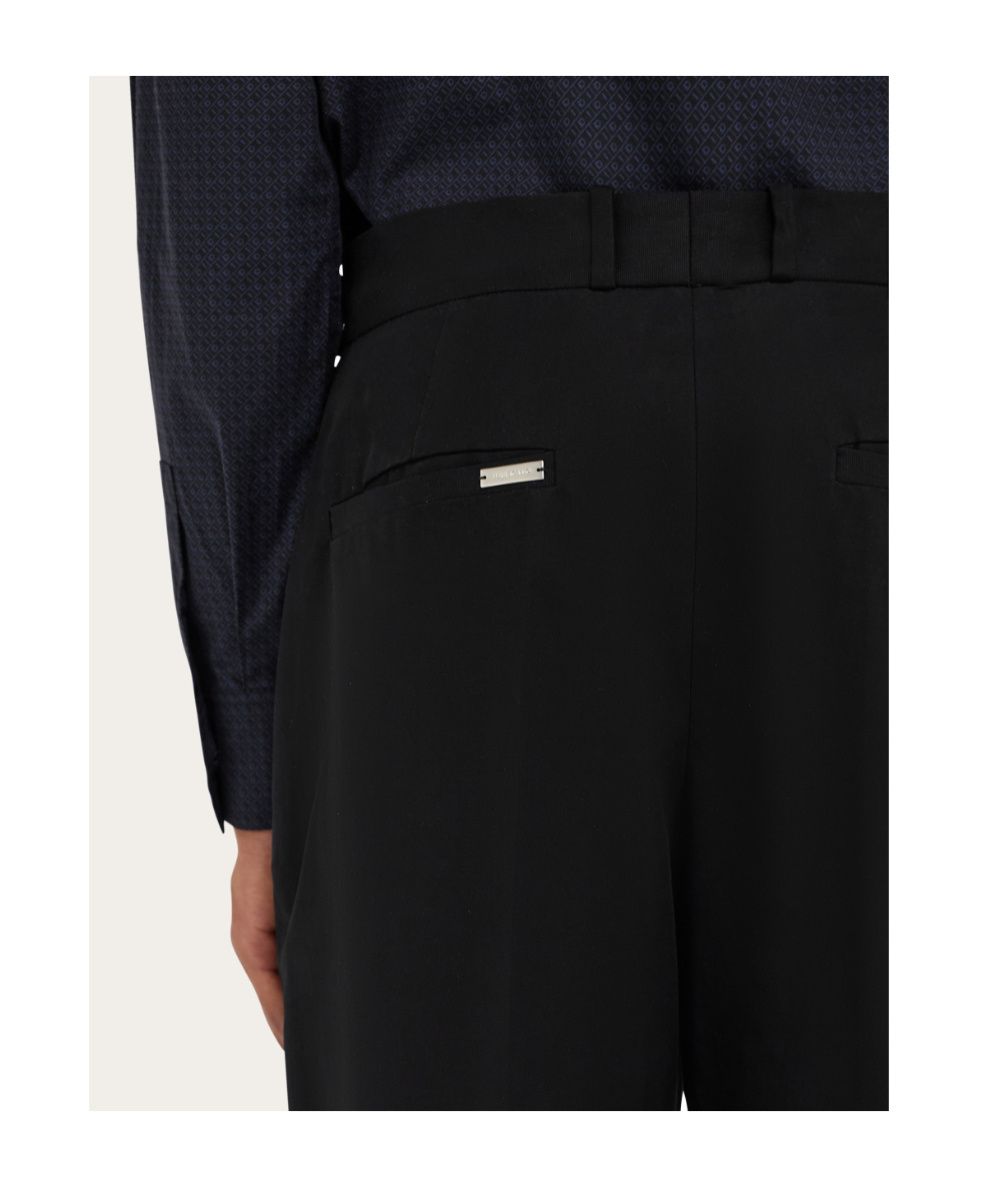 Ferragamo Cotton Canvas Pants In Black