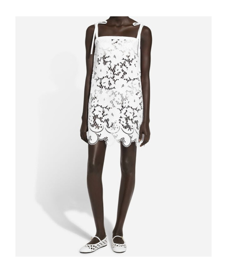 Dolce & Gabbana Minidress With Floral Openwork In White