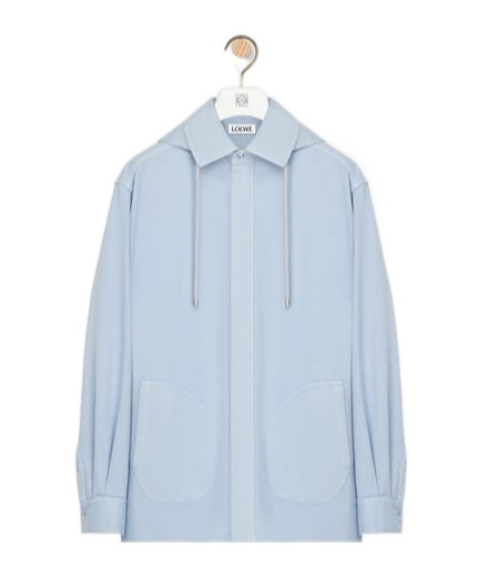 Loewe Men Pastel Light Blue Cotton Jacket In Blue
