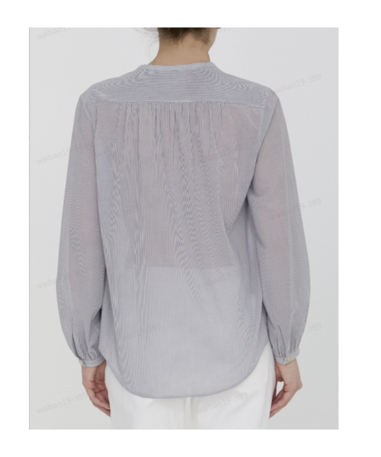 Celine Romy Cotton Striped Blouse Women In Gray