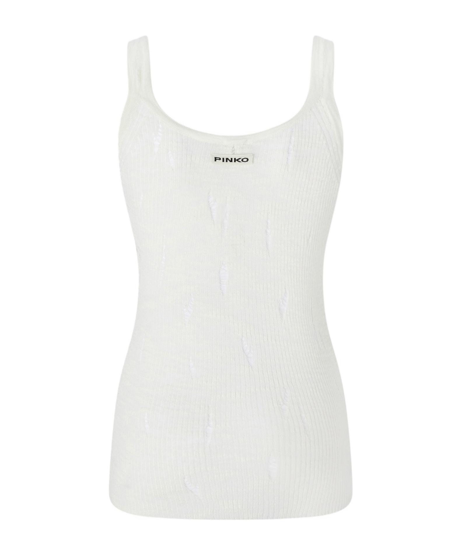 Shop Pinko Ripped Tank Top In White