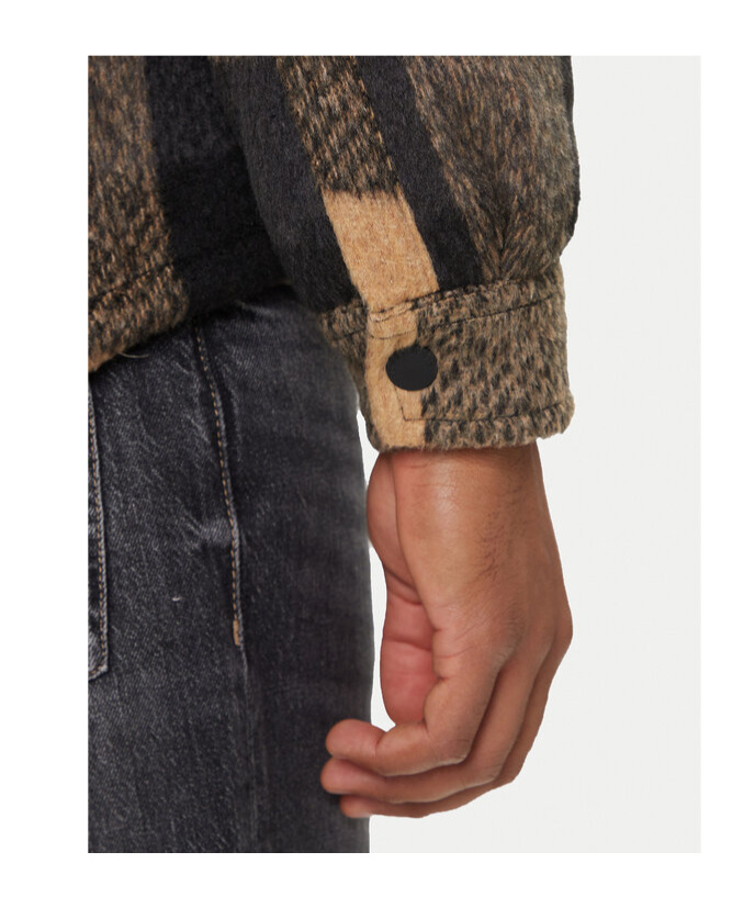 Tommy Hilfiger Check Sherpa Collar Jacket In Brown