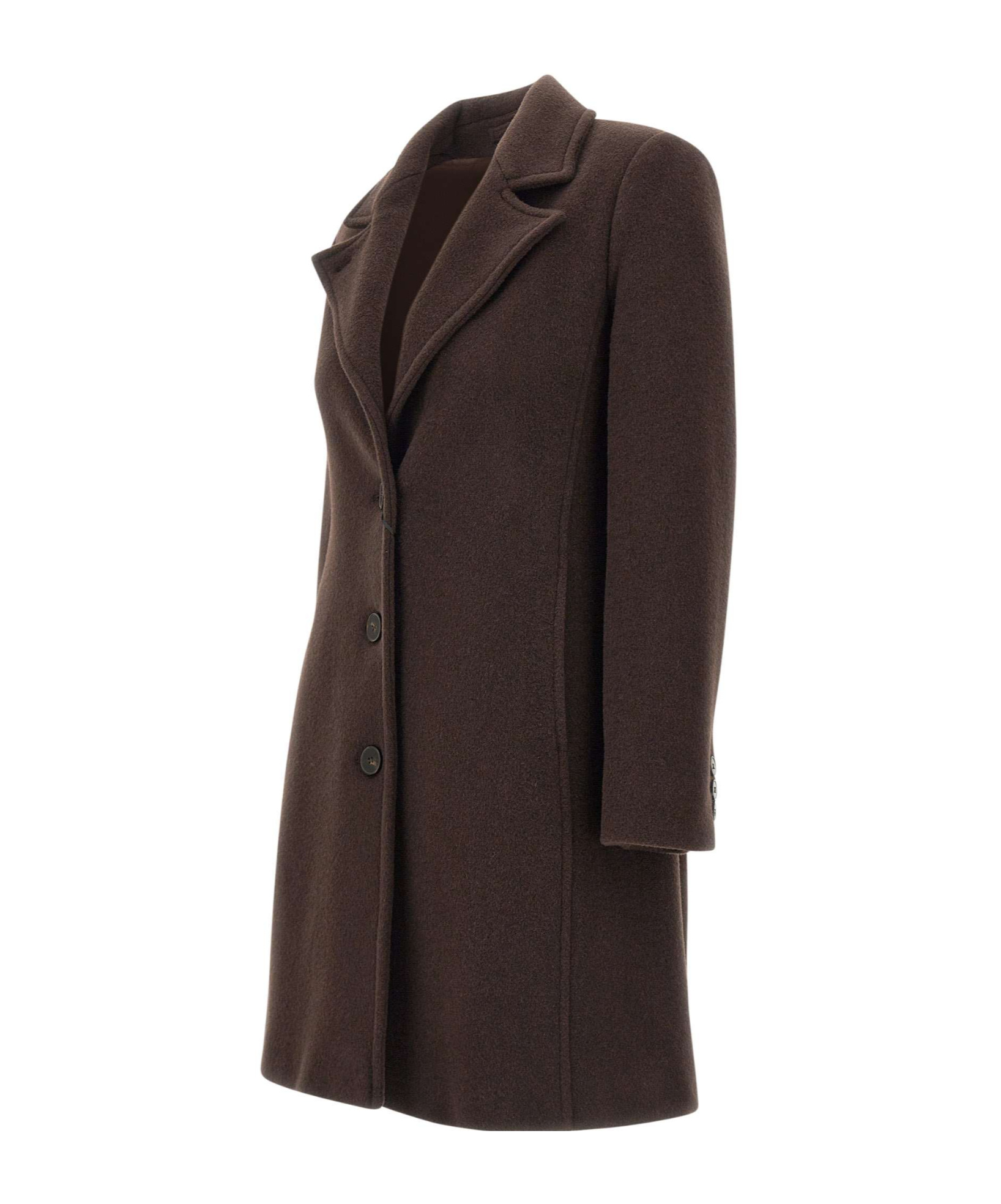 Marella Peak-lapel Buttoned Coat In Brown
