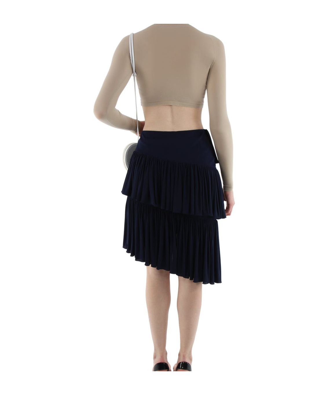 Alaïa Crew Neck Long Sleeve Top In Nude