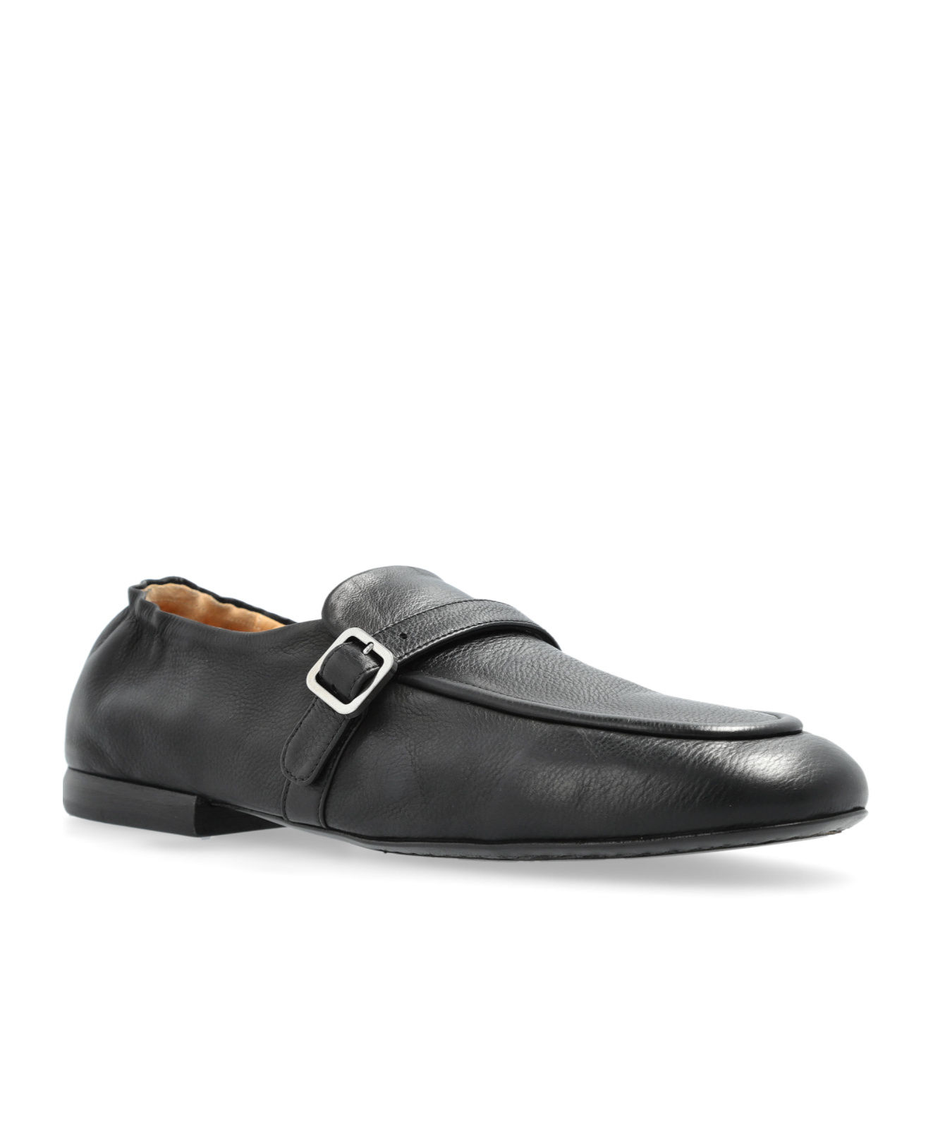 Marsèll Round Toe Leather Loafers With Buckle Detail In Black