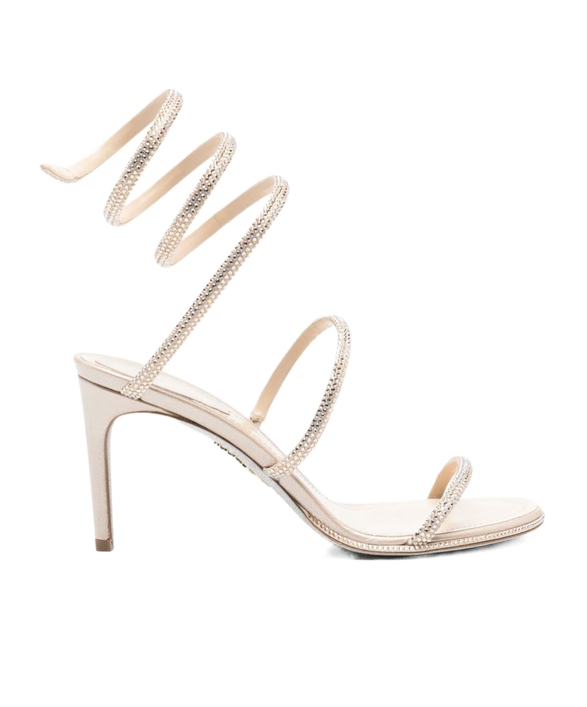 René Caovilla 80mm Strass-spiral Sandal In Neutral