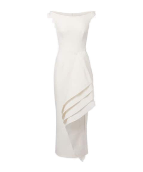 Safiyaa London Bree Draped Midi Dress In White