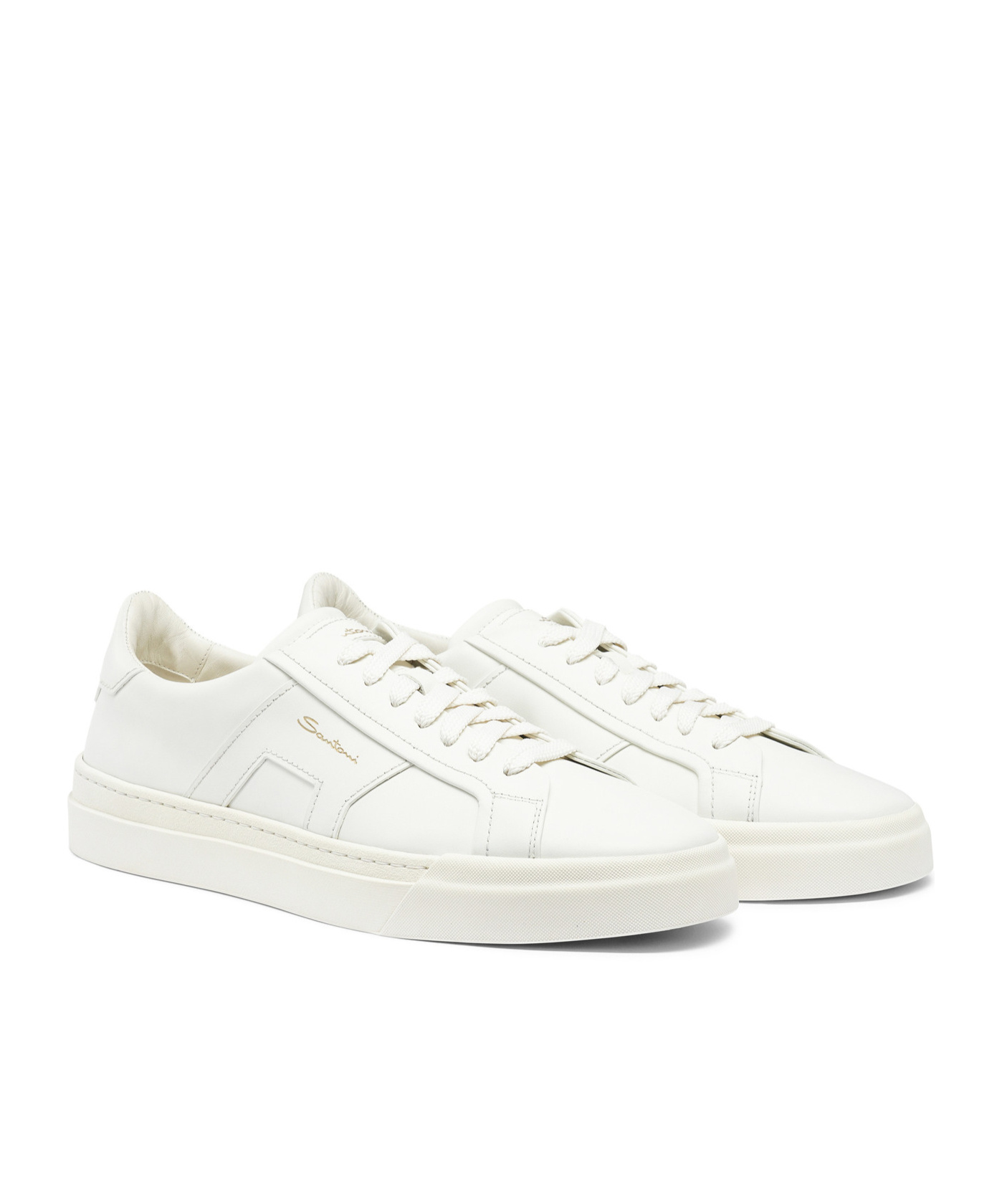 Shop Santoni Double Buckle Low-top Sneakers In White