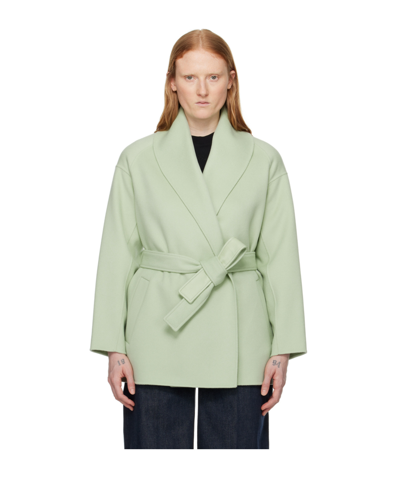 Mackage Lapel Belt Coat In Green