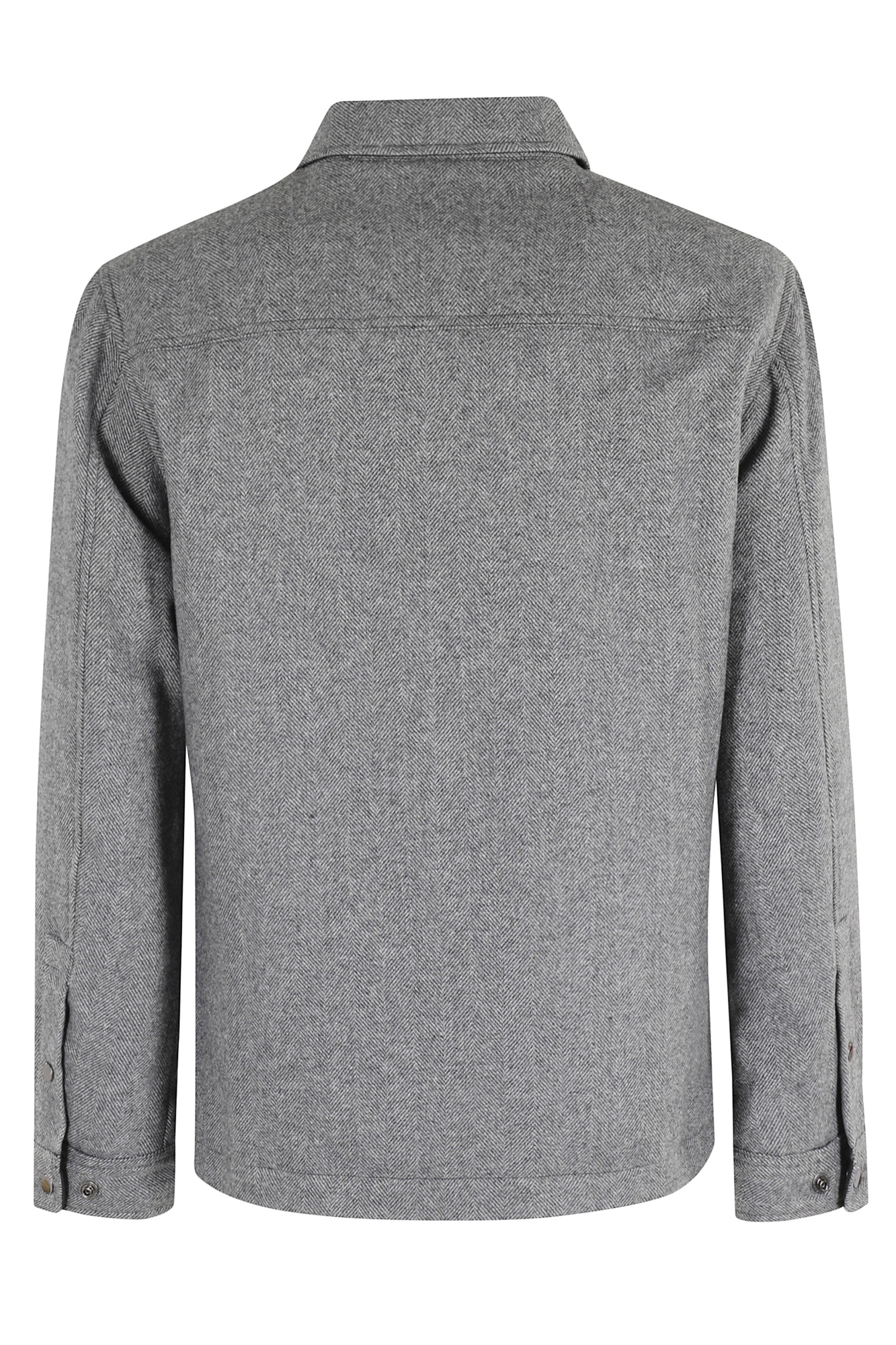 Woolrich Grey Patterned Wool Blend Overshirt With Classic Collar And Snap-button Fastening In Gray