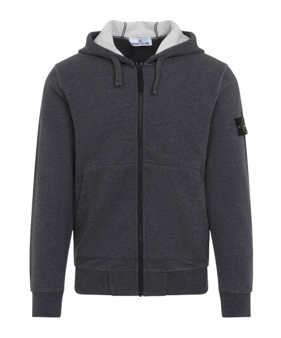 Stone Island Hooded Zipper Sweatshirt In Gray
