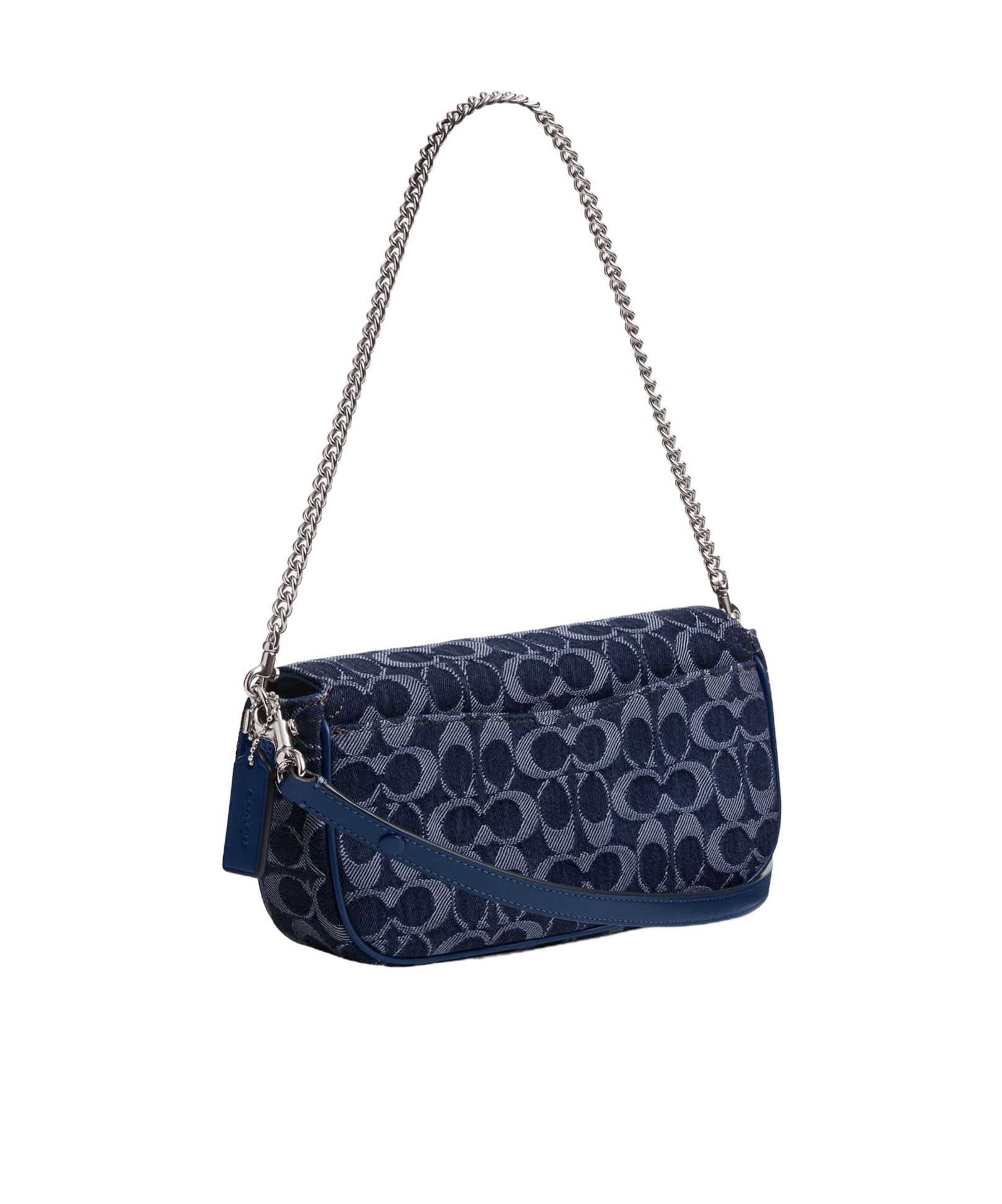 Coach Bolsa Brook Flap Chain Signature Denim  - Azul In Black