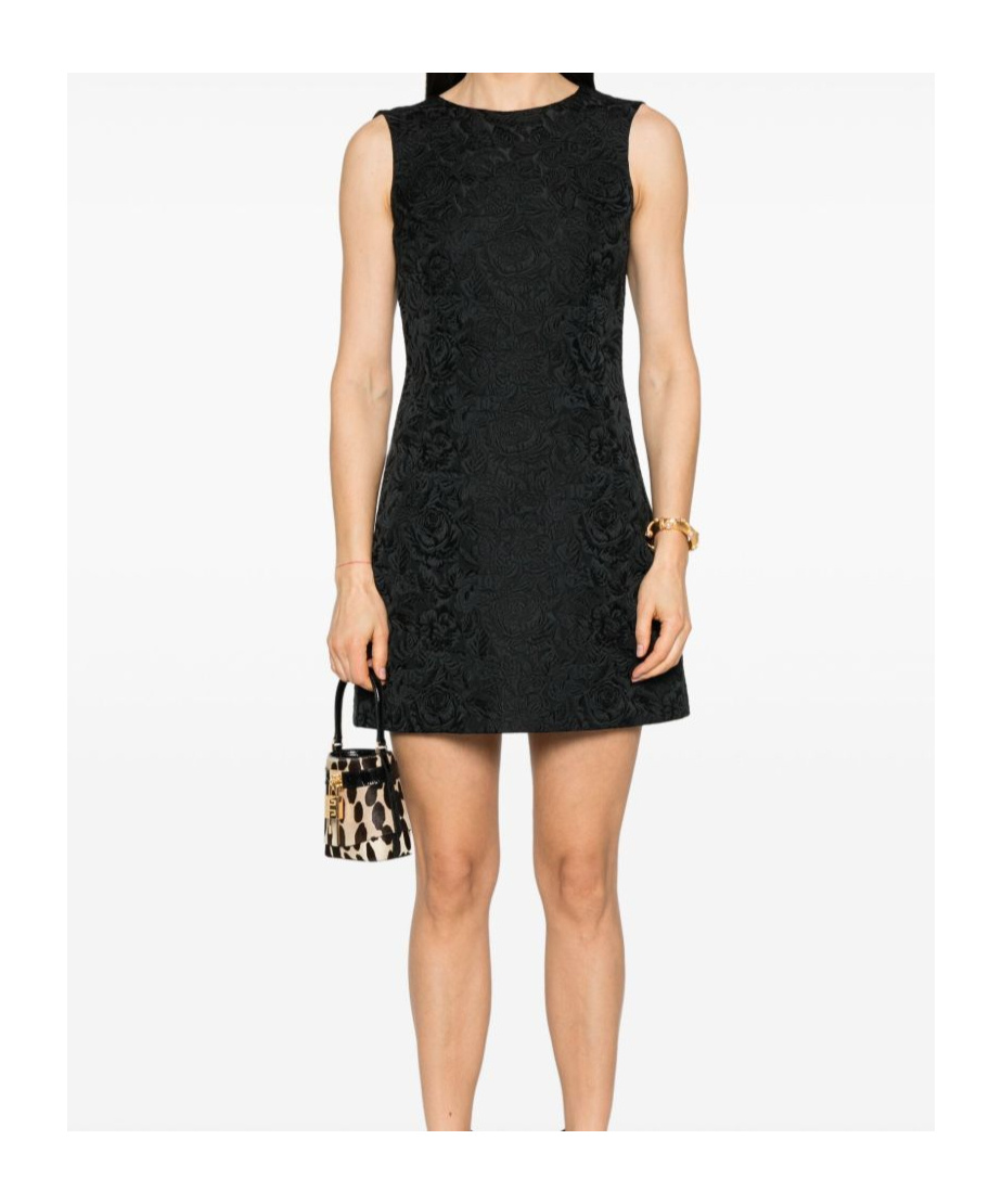 Dolce & Gabbana Floral-jacquard Mini Dress In Black