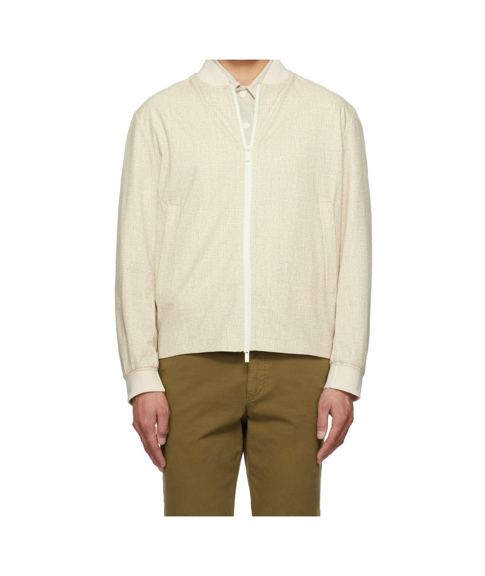 Shop Hugo Boss Beige Slim-fit Bomber Jacket In Nude