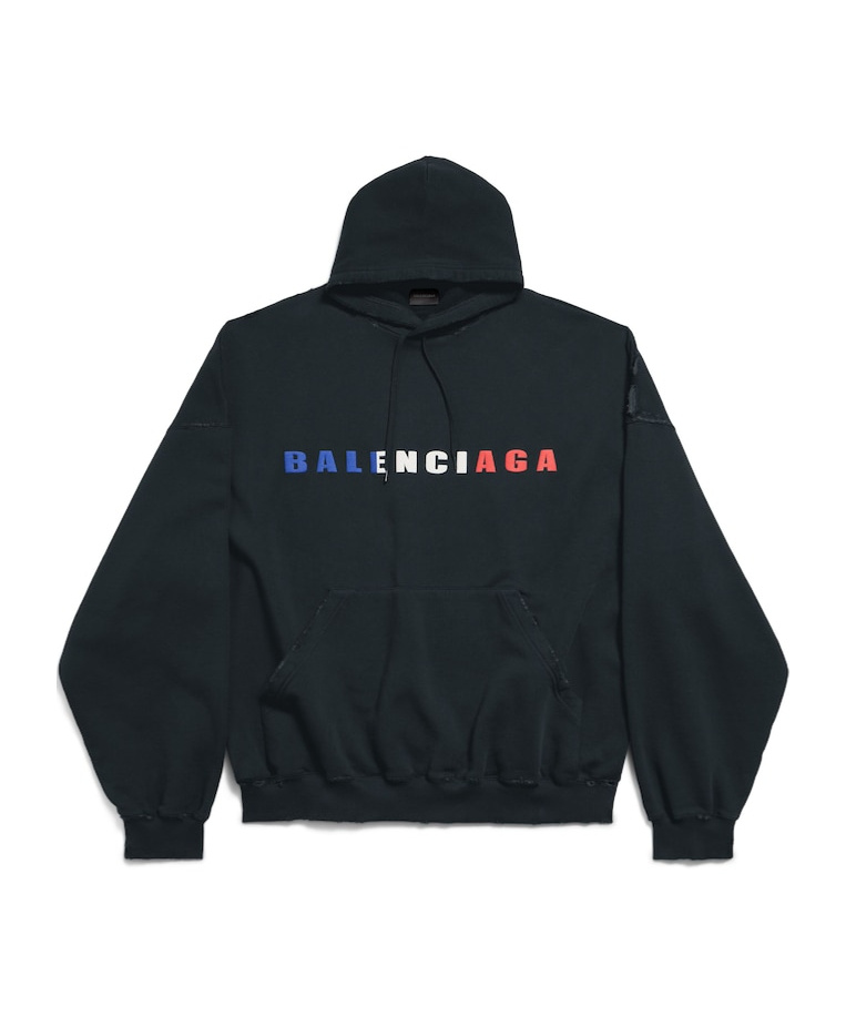 Balenciaga Internatinal France Hoodie Large Fit In Faded Black In Faded Black