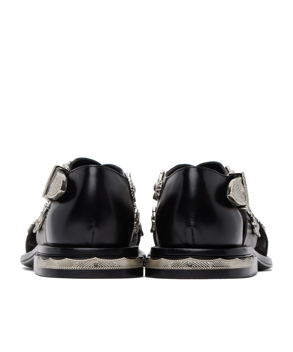 Shop Toga Square Toe Flat Sandals In Black