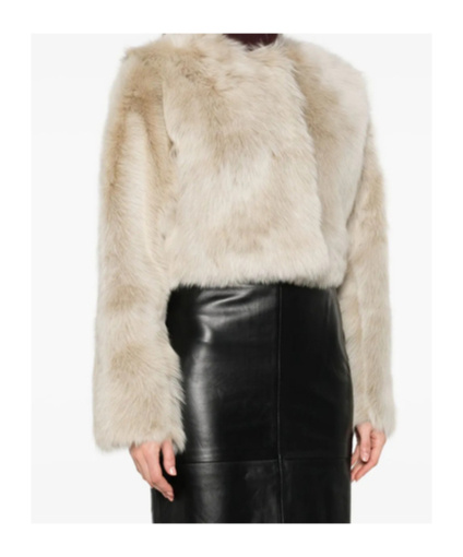 Iro Lamb-fur Cropped Jacket In Neutral