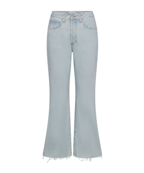 Frame High Rise Flared Jeans In Gray