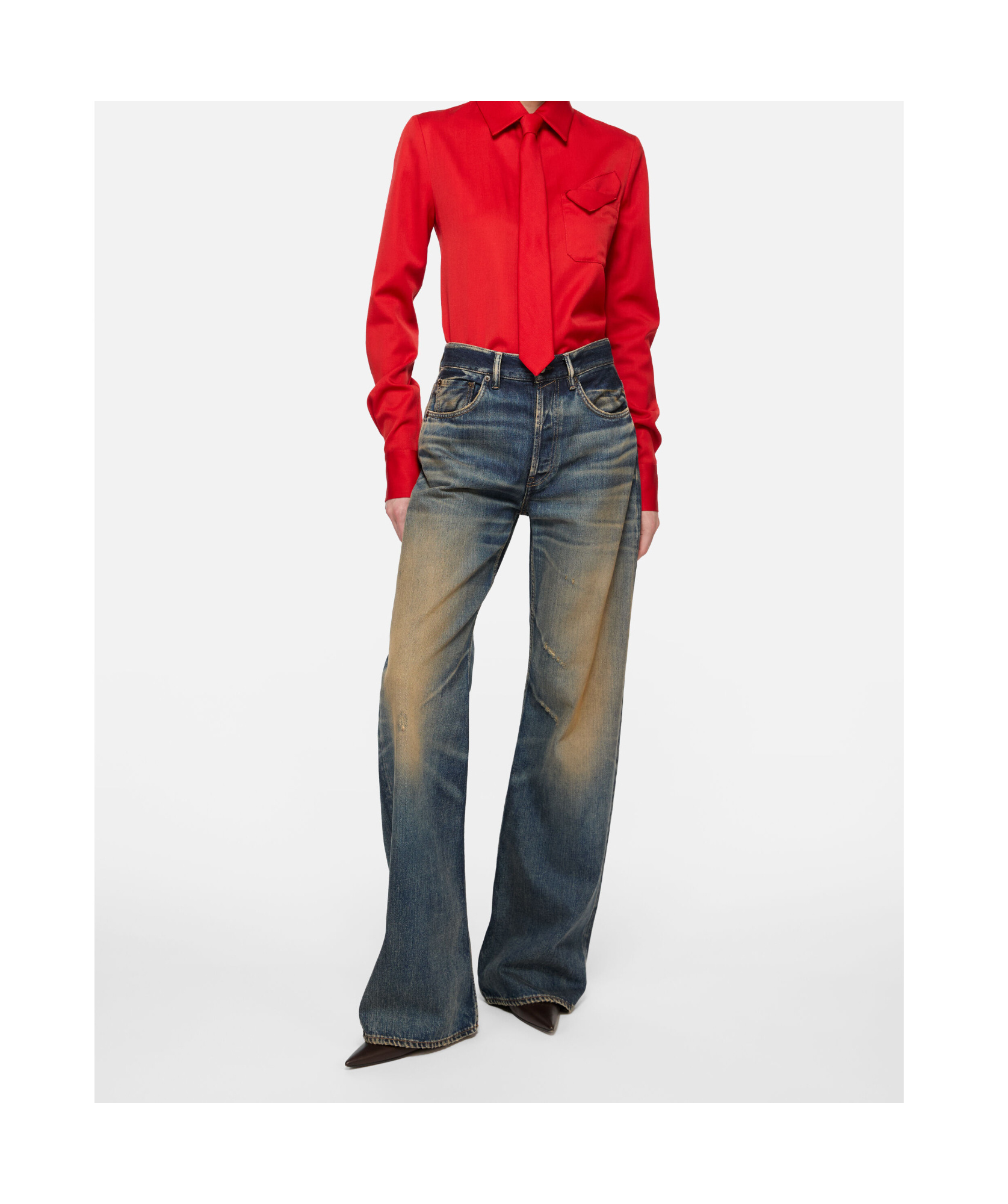 Acne Studios Womens Dark Blue 2023 Wide-leg Denim Jeans In Blue
