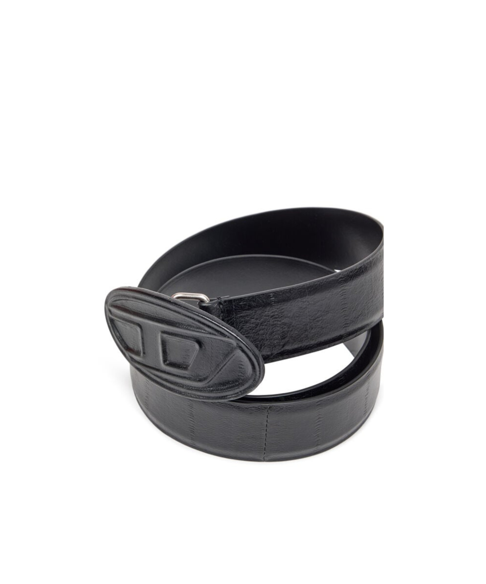 Diesel Belt In Eel-effect Leather In Black