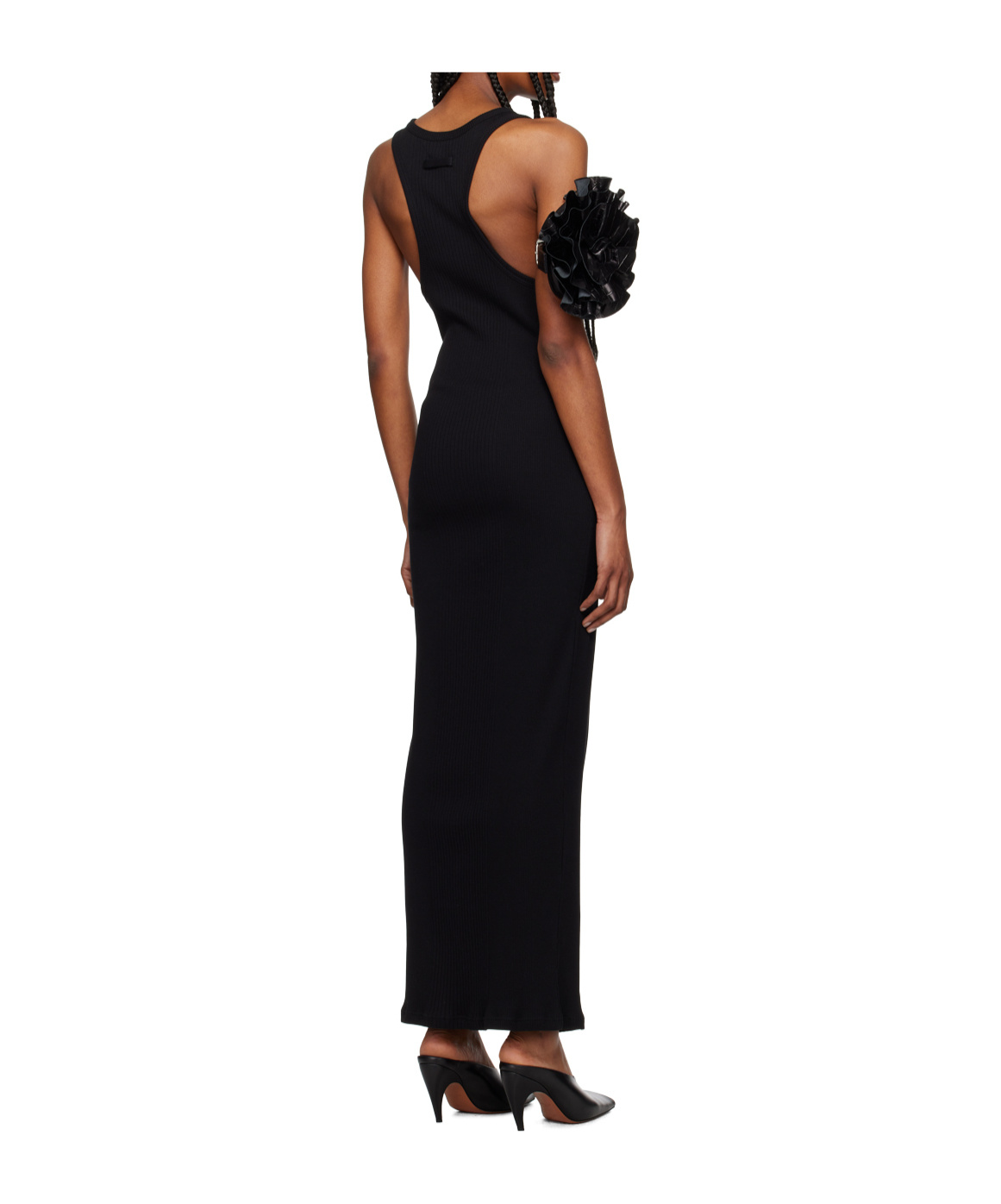 Jean Paul Gaultier Womens Black Ribbed Scoop-neck Cotton-jersey Midi Dress In Black