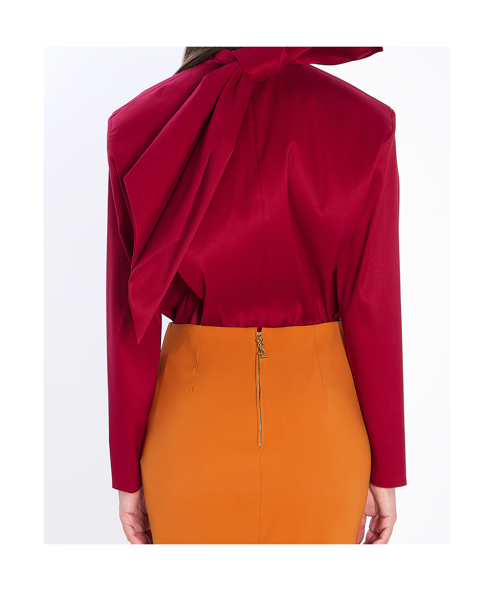 Saint Laurent Long-sleeved Top In Red