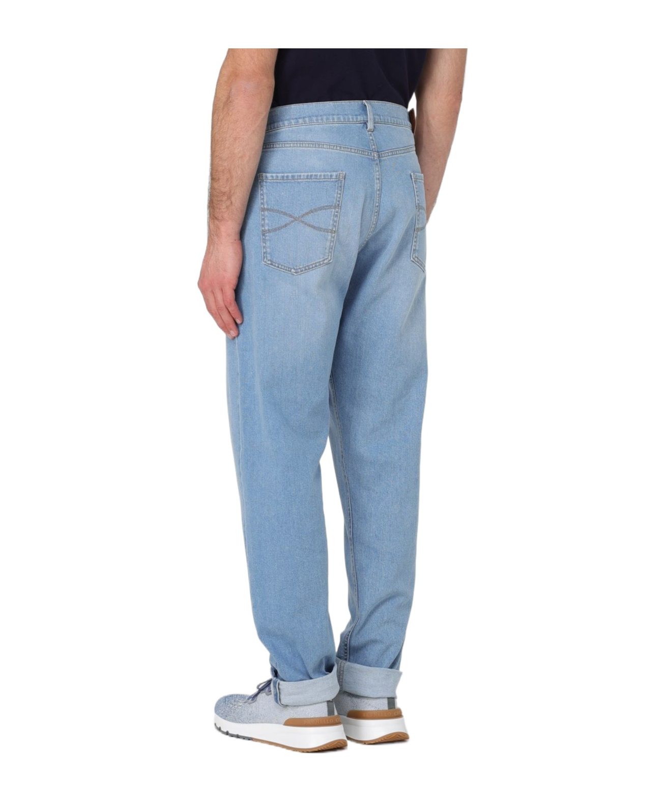 Brunello Cucinelli Logo-patch Jeans In Blue