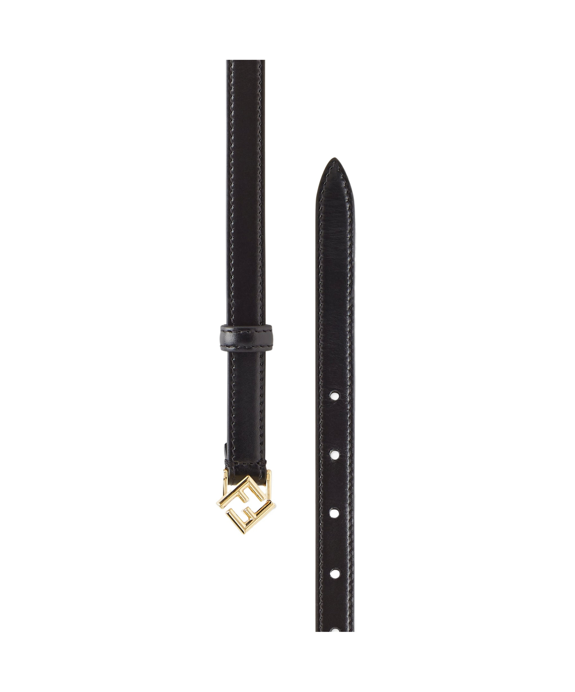 Fendi 'diamonds Slim Gold-tone Hardware Belt' In Black