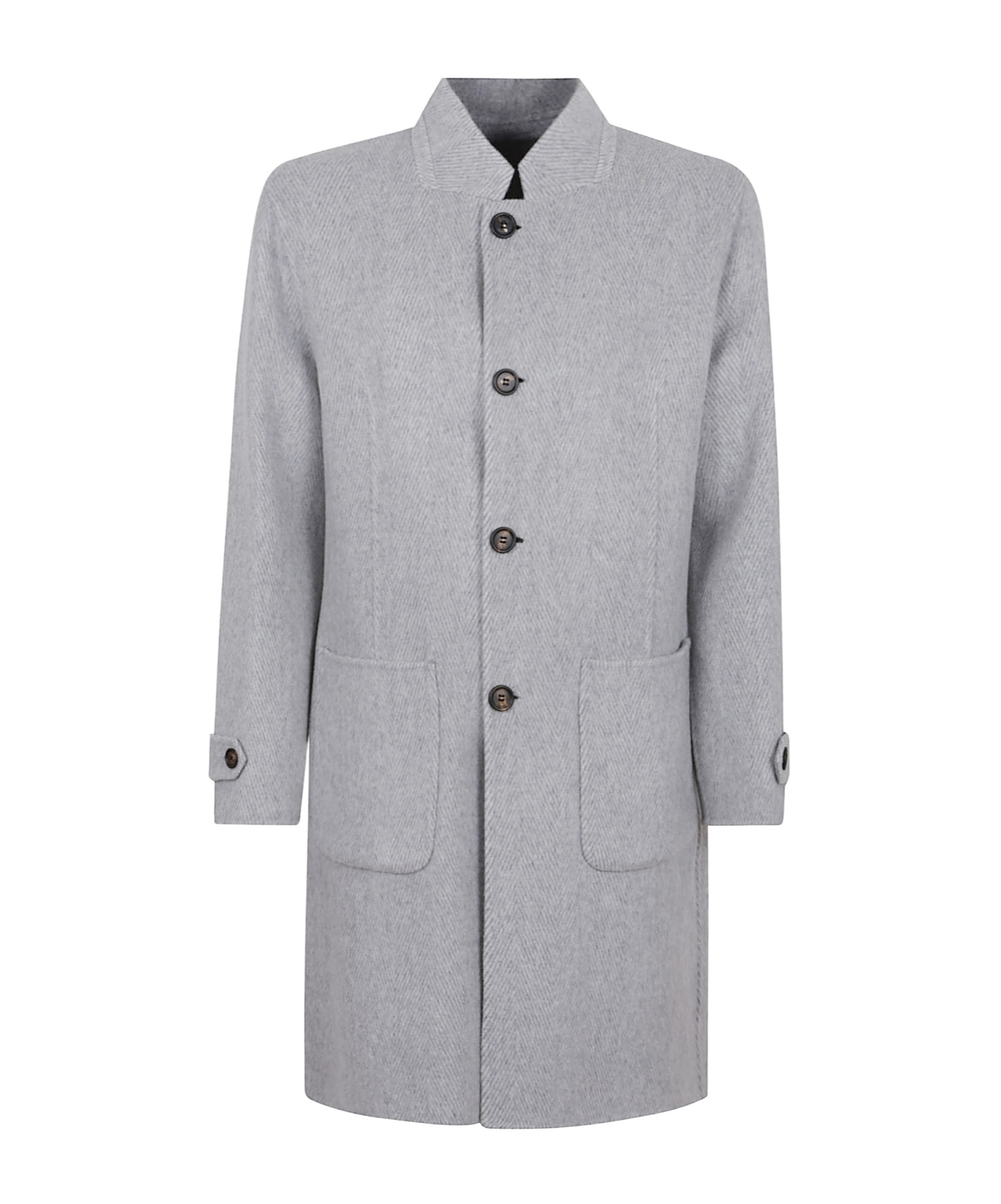 Eleventy Wool-cashmere Blend Coat With Stand Collar In Gray