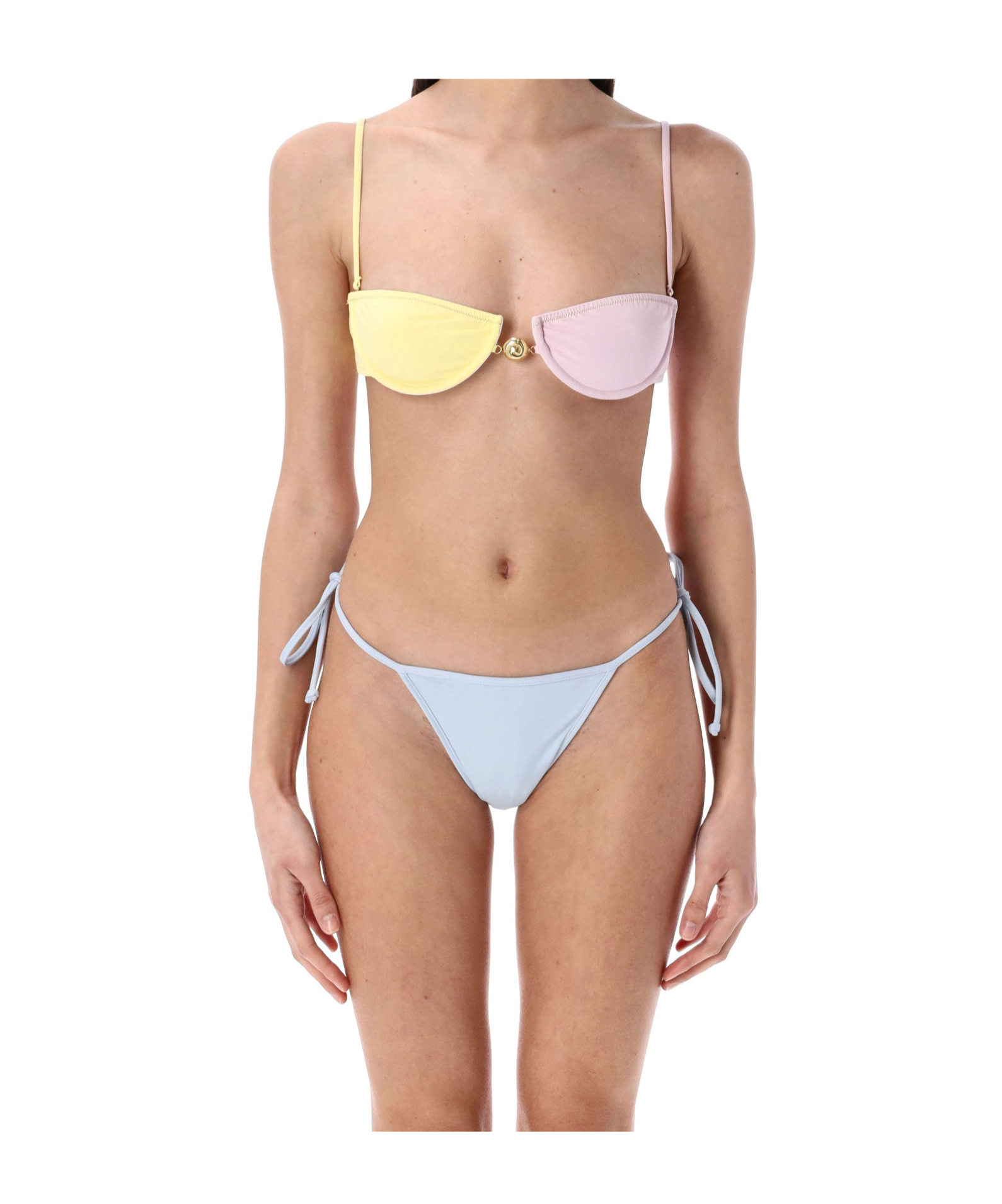 Reina Olga Adjustable Straps Color-block Tie-side Bikini In Multi