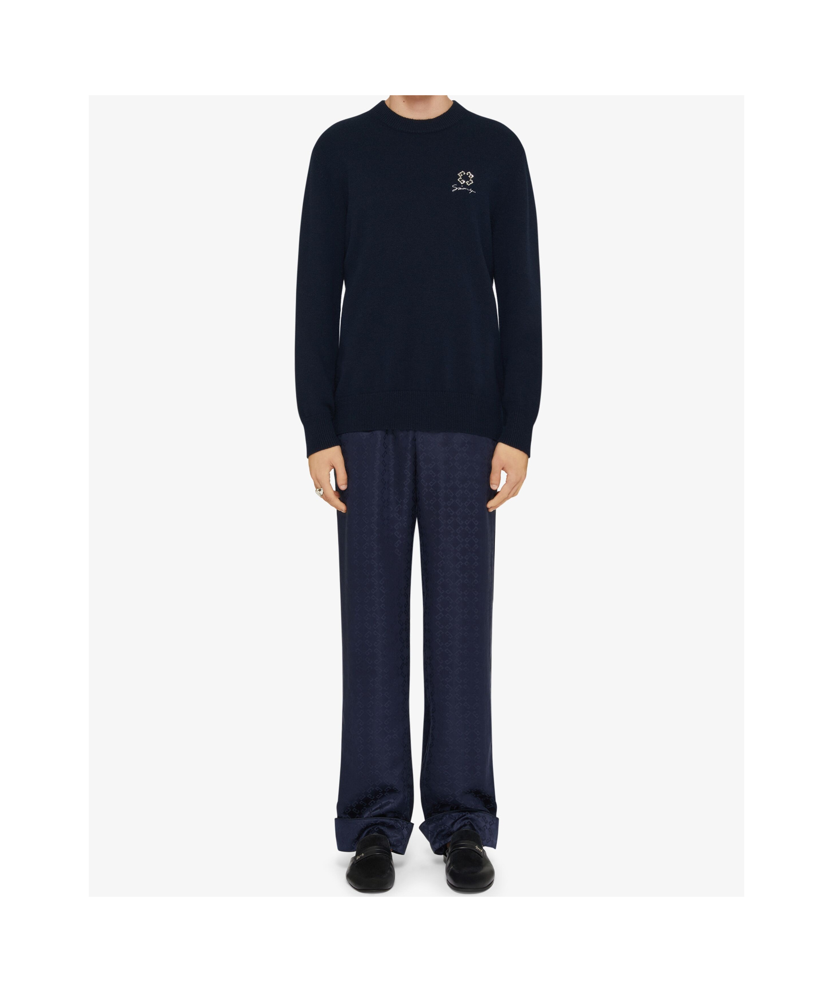 Givenchy Sweater In Wool Cashmere And Crystals With 4g Detail In Black