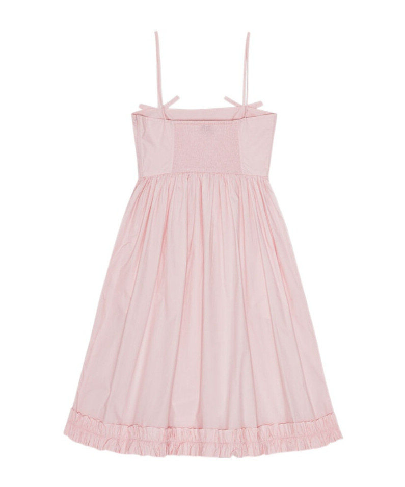 Ganni Strappy Midi Poplin Dress In Pink