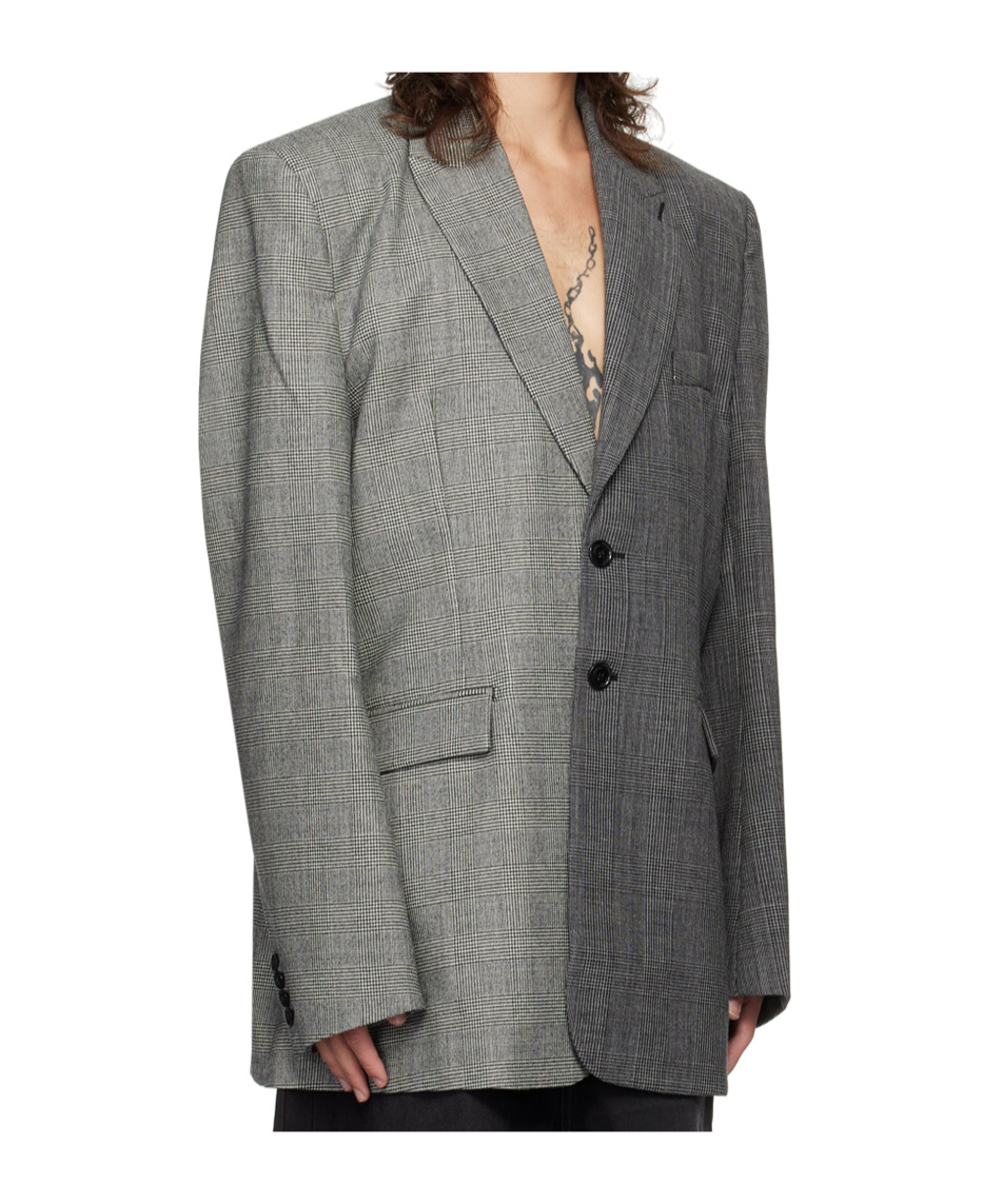 Vetements Split Deconstructed Tailored Button-down Suit Coat In Gray