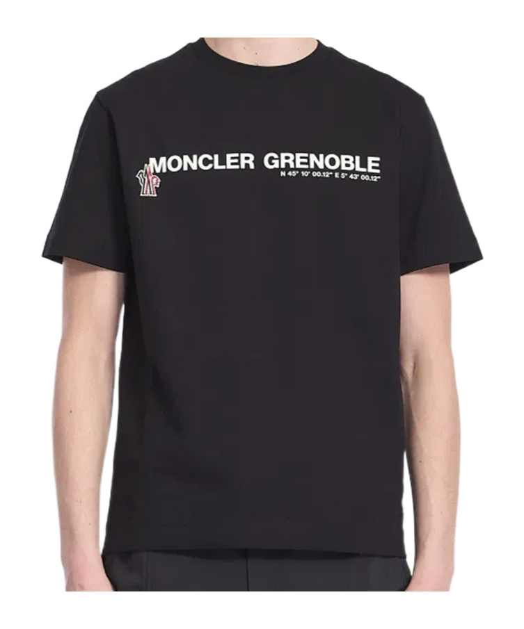 Moncler Grenoble Midnight Blue Stretch Cotton T-shirt In Black