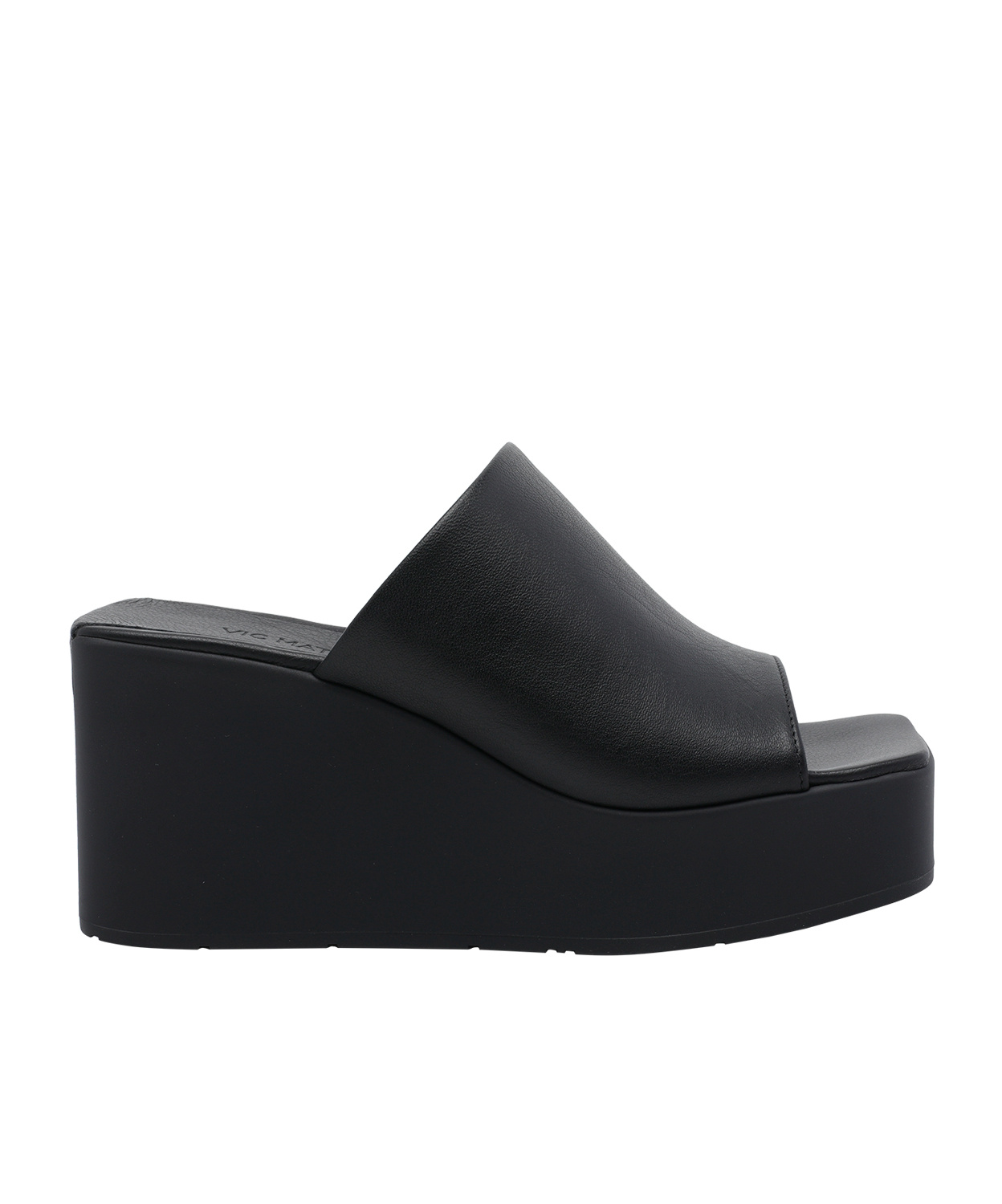 Vic Matie Square-toe Wedge Sandals In Black