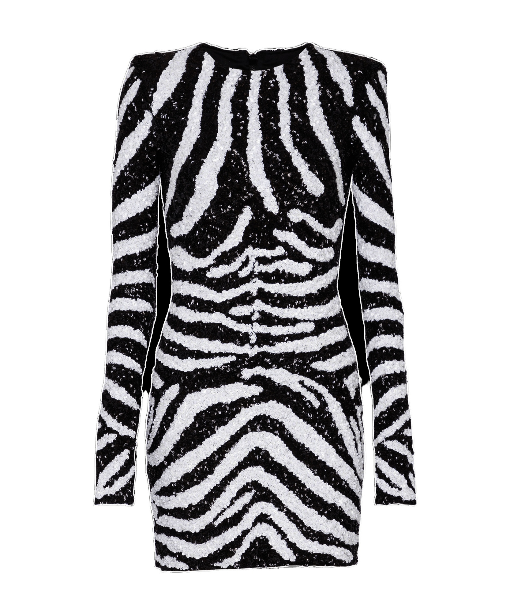 Shop Balmain Short Two-tone Zebra Sequin Dress In Black