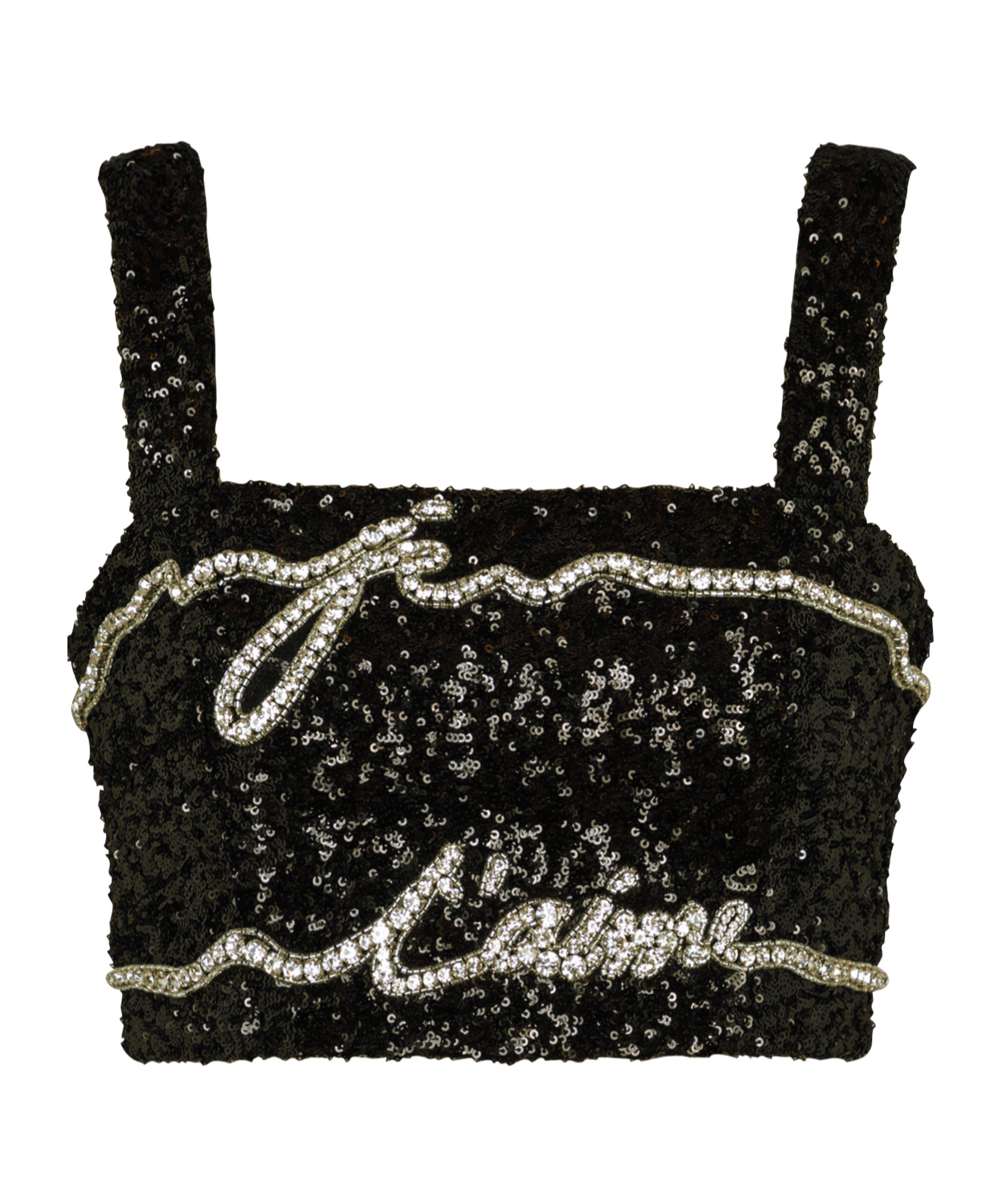 Shop Balmain Cropped Top With 'love Letter' Embroidery In Black